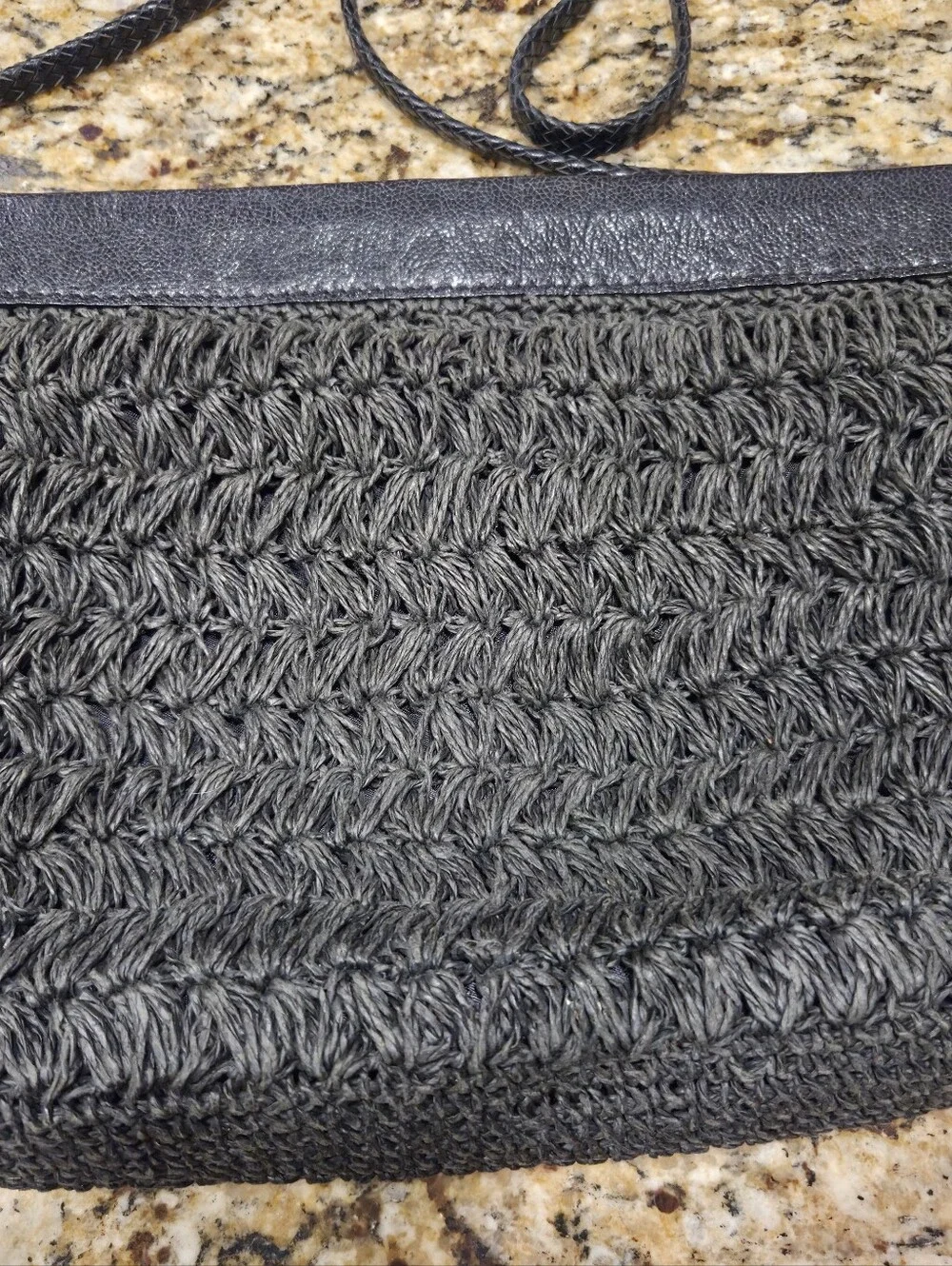 Brighton Black Woven Raffia Shoulder Bag With Silver Embellishment Leather Strap